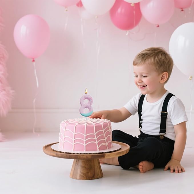 Pink Spider Birthday Number Candles – Multi-Color Decorative Cake Toppers for Kids Party & Celebration(Pink, 8)