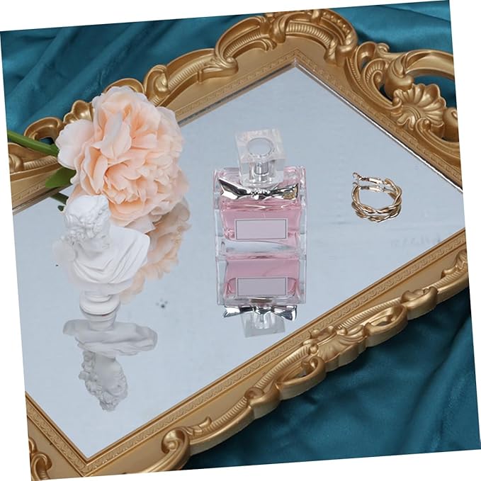 Zerodeko Decorative Perfume Tray and Mirror Vanity Tray for Dresser, Mirrored Makeup Organizer Plate for Bedroom and Bathroom, for Home Décor
