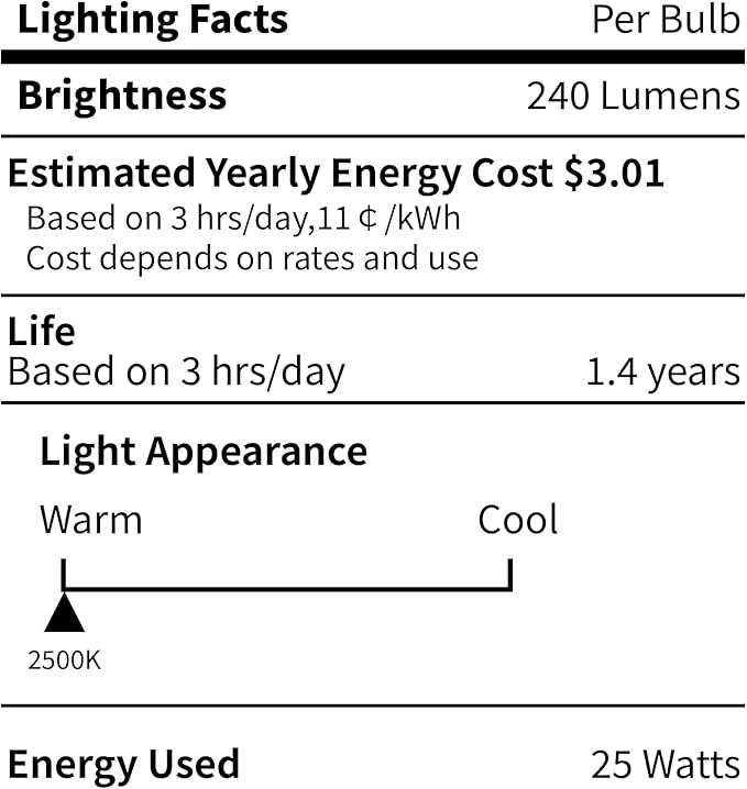 COLWATT 4-Pack E12 Candle Light Bulbs 25W Warm White 2500K, 240 Lumen Dimmable Chandeier Light Bulbs for Ceiling Fan, Pendants or Outdoor, CA10 Clear Candelabra Base Bulbs