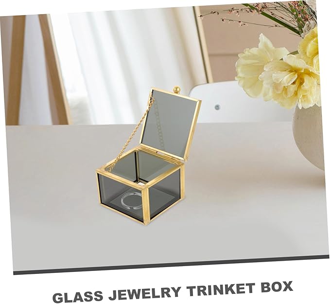 PRETYZOOM 1pc Glass Jewelry Box for Girls Decorative Candy Boxes Makeup Organizer Trinket Storage Case