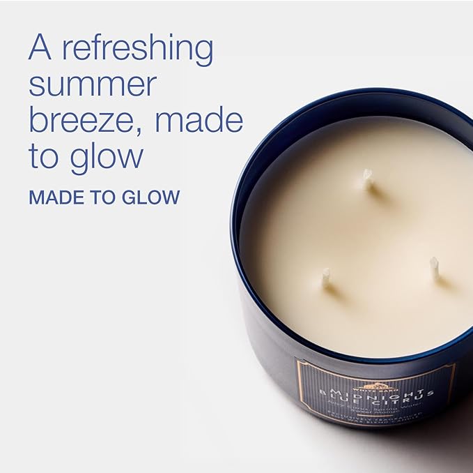 Bath & Body Works Midnight Blue Citrus 3-Wick Candle - Scented Candle for At-Home Use - Long-Lasting, Room-Filling Fragrance - High Fragrance Oil Concentration - Soy Wax Blend