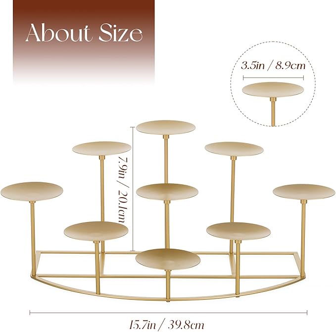Candeldo Candelabra Fireplace Candle Holder: Gold Metal Pillar Candle Holders for Inside Fireplace Mantle Decor Floor Candelabras Table Centerpiece