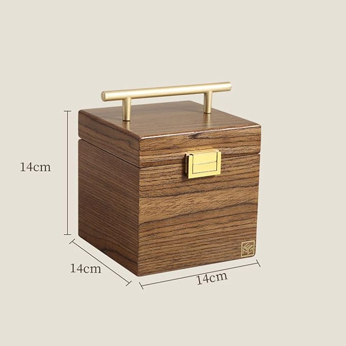 Makeup Organizers Solid Wooden Jewelry Box for Women Jewelry Armoire Ring Necklacel Gift Storage Box Travel Organizer with Mirror, Walnut Wood Color Jewelry Case