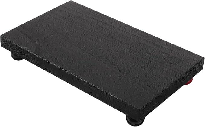 Ipetboom Wooden Desk Organizer Tray for Makeup and Perfume – Medium Black Rectangular Solid Wood Vanity Storage Tray for Cosmetics and Jewelry, Decorative Beauty Display for Bathroom