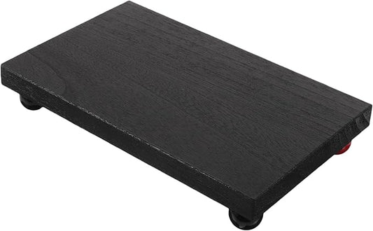 Ipetboom Wooden Desk Organizer Tray for Makeup and Perfume – Medium Black Rectangular Solid Wood Vanity Storage Tray for Cosmetics and Jewelry, Decorative Beauty Display for Bathroom