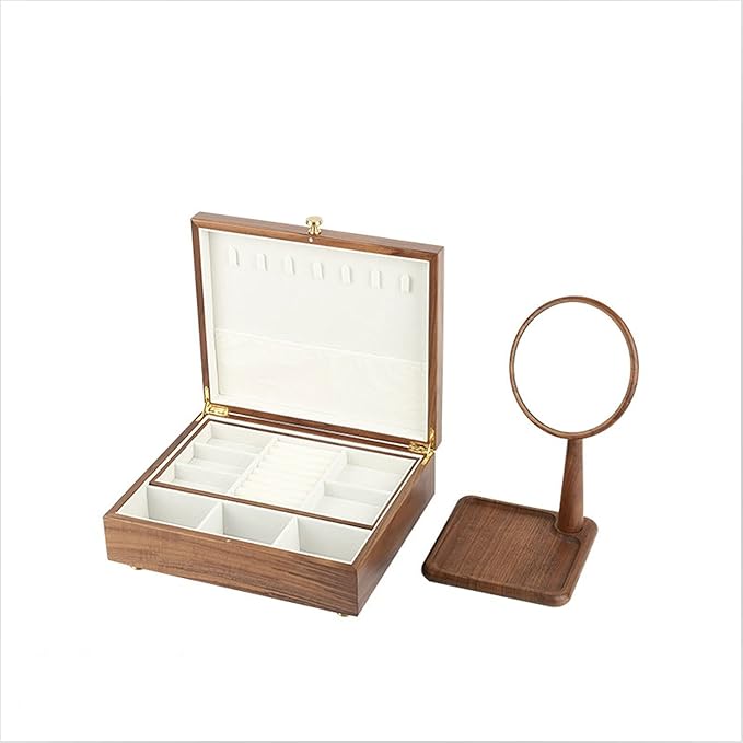 Makeup Organizers Luxury Wooden Jewelry Box Organizer 2layer Jewelry Storage Case Gift Casket Earring Rings Necklace Jewellery Boxes Jewelry Case