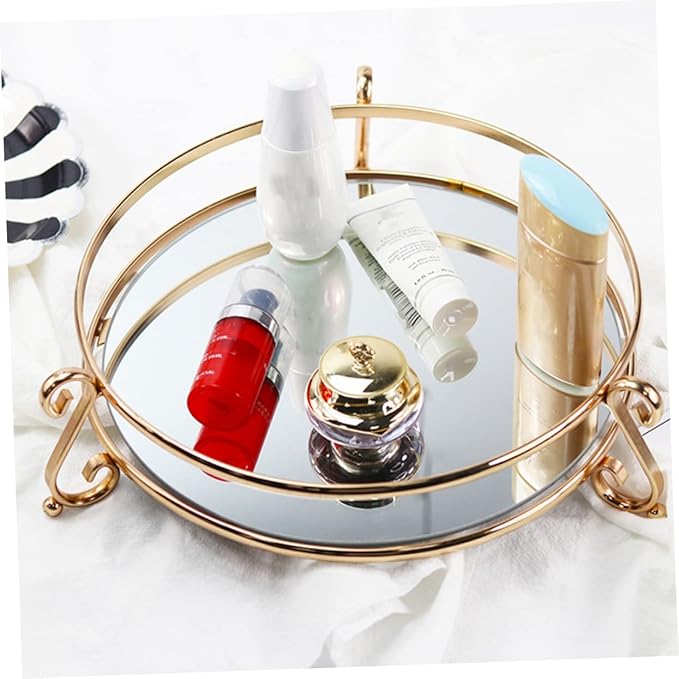 1pc Decorative Mirror Tray for Cosmetics Storage Creative Vanity Organizer for Makeup Perfume Jewelry and Home Decor for Dresser Bathroom and Special Occasions