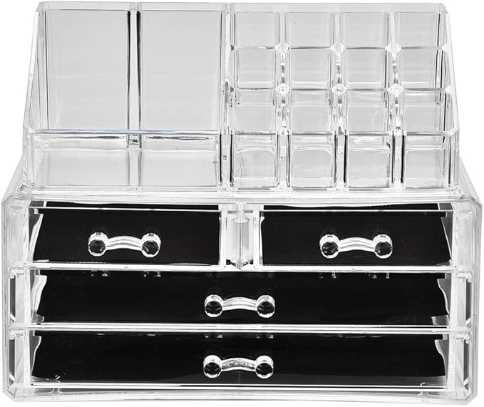 Clear Makeup Cosmetics Organizer Jewelry Storage Box, Multi Layer Jewelry Case with Drawers, Transparent Compartment Design for Dressing Table, Eco - Friendly PS Material