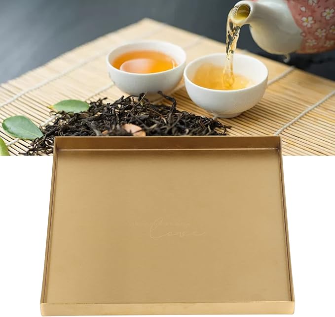 Gold Stainless Steel Decorative Tray Organizer for Bars Restaurants Office, Elegant Jewelry Dish Makeup Organizer for Living Room Bedroom, 8.0x8.0x0.6in