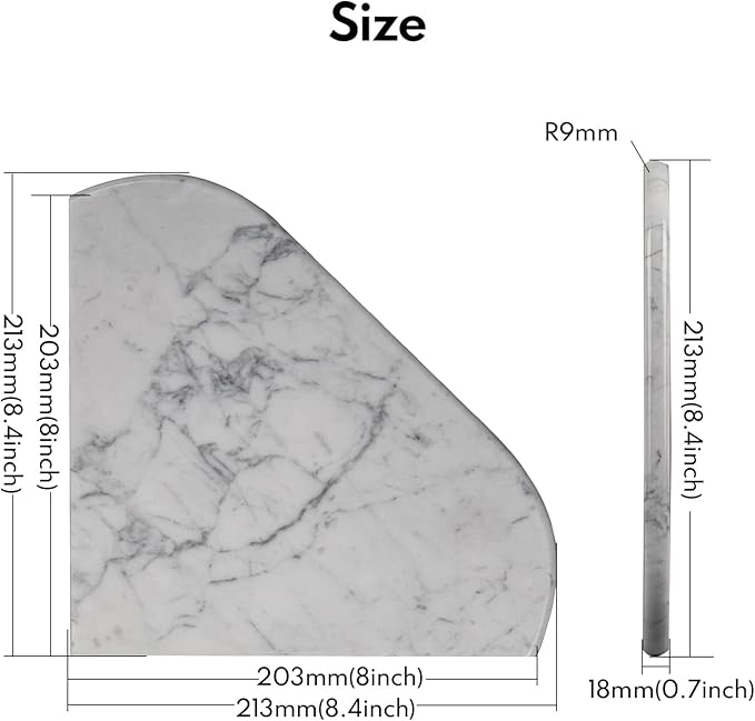 Lovdeco Carrara Marble Corner Shower Shelf, 8" Corner Shelves for Wall Bathroom Shower, 1 Piece, Polished