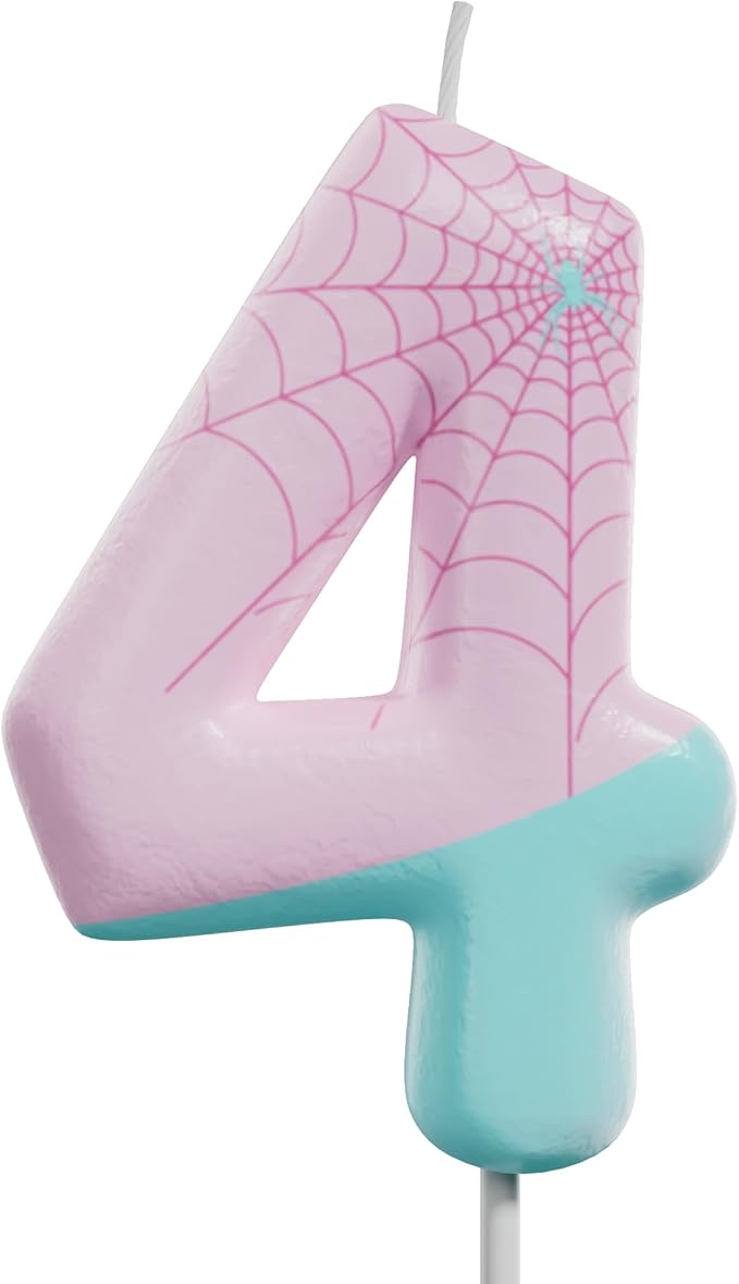 Pink Spider Birthday Number Candles – Multi-Color Decorative Cake Toppers for Kids Party & Celebration (Pink, 4)
