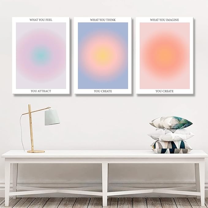Framed 3 Color Abstract Wall Art Poster Room Aesthetics Spiritual Spiritual Gradual Affirmation Canvas Wall Decoration Positive Energy Inspirational Wall Art Bathroom Living Room Apartment 16x24Inch