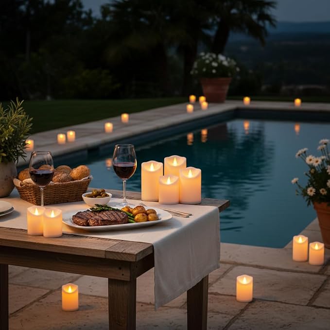 Artmarry Flameless Candles 4" 5" 6" Outdoor Indoor Pillars Battery Operated Flickering Candles Include 8-Key Remote Timer 400+ Hours by 2 AA Batteries (White Candle - Warm Light,3 Pack)