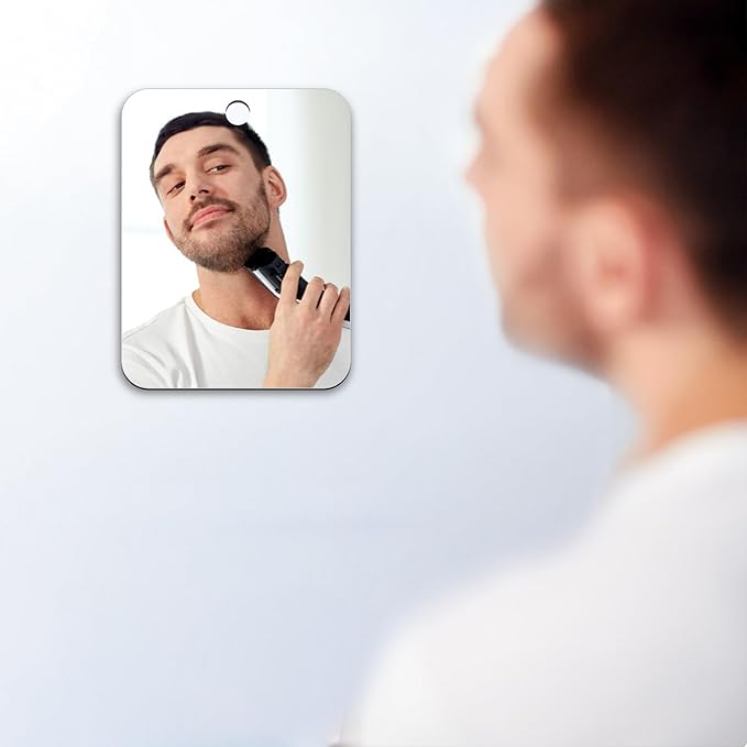 Shaving Mirror, Unbreakable Shower Mirrors, (Small,6 inches x 4 inches) Bathroom Handheld Mirror for Men and Women Portable Camping Travel Mirrors,Frameless Handheld for Makeup