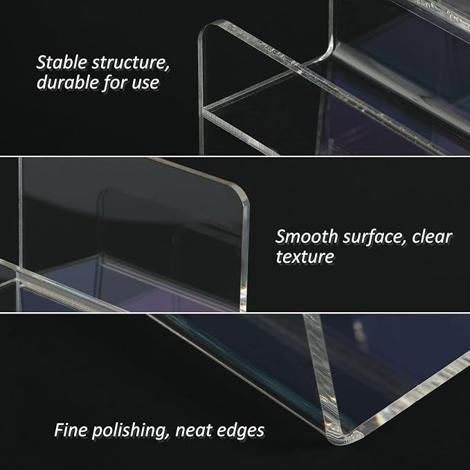 DOITOOL 6-Tier Wallet Display Stand Acrylic Shelf Riser Purse Greeting Card Display Stand Clear Jewelry Riser Perfume Sunglasses Handbag Organizer Rack