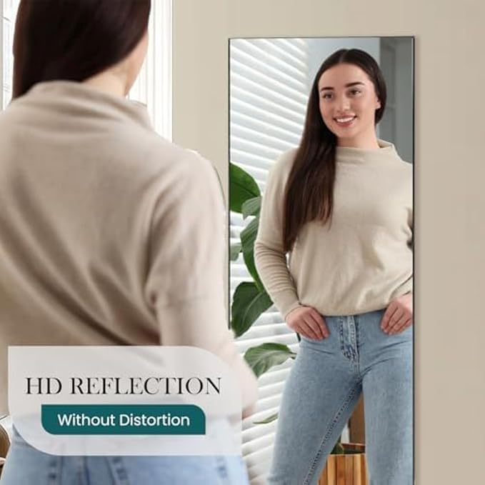 NEWBULIG Full Length Mirror, Full Body Floor Mirror with Aluminum Alloy Thin Frame, Wall or Standing Mirror for Bedroom, Living Room, Dressing Room