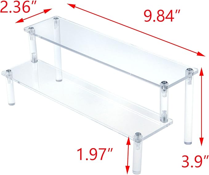 T Tulead 2 Tiers Acrylic Riser Rectangular Display Riser Stand Tabletop Clear Display Riser 3.9-inch Height Cupcake Riser Stand Perfume Display Riser