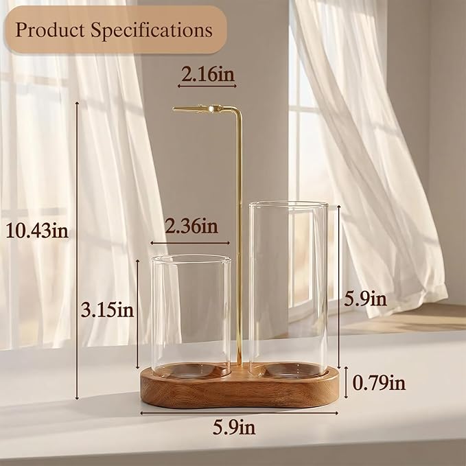 2 in 1 Incense Holder for Sticks with Glass Ash Catcher - Upside Down Anti-Ash Flying Incense Burner & Stick Storage Organizer, Ideal for Meditation, Yoga, Zen Home Decor, Spa Relaxation Gift