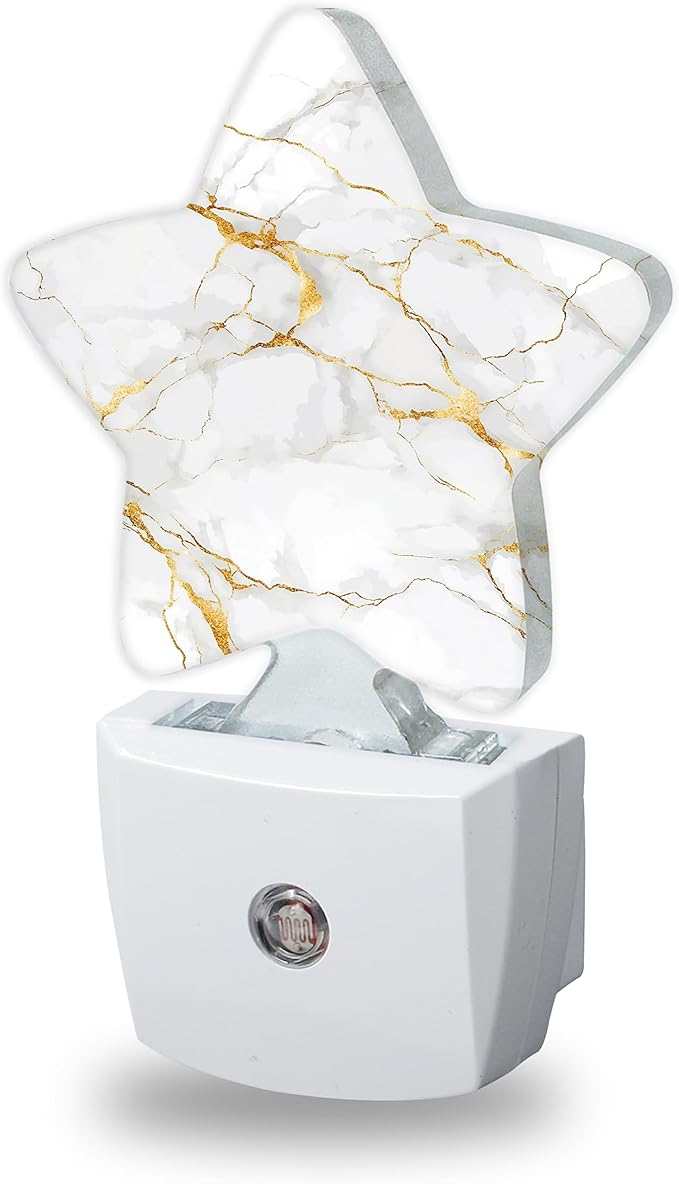 Marble White Gold Night Lights Plug Into Wall Decorative,Abstract Nightlight with Dusk Sensor for Bathroom,Kitchen,Entryway,Room Accent,Gifts
