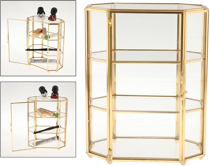 3-Tier Jewelry Box Glass Makeup Organizer Jewelry Box Multifunction Display Case for Dressing Table Decoration Storage
