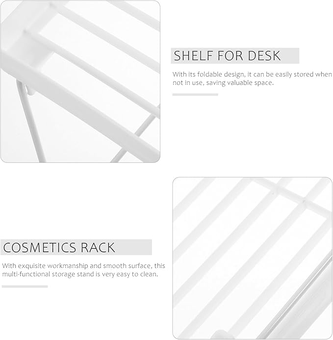 STOBAZA Elegant Foldable Storage Rack Bathroom Countertop Shelves Freestanding Organizer Multipurpose Desktop Makeup