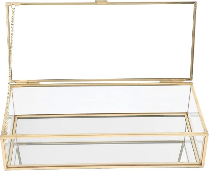 Zerodeko 1pc Glass Jewelry Storage Box for Lipstick and Nail Polish Elegant Makeup Organizer Design Rectangular Case for Home and Bedroom Use