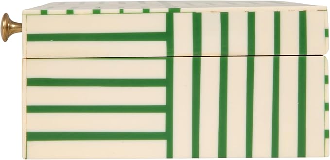 Bloomingville Green & White Striped Resin Storage Box