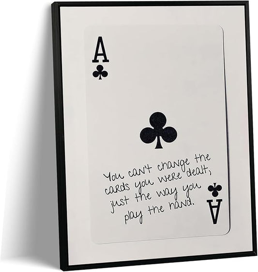 GEFQBBLD Funny Lucky Ace Poker Wall Art,Funky Mdern Canvas Black Art Prints Painting,Retro Minimalist Black and White Playing Card Posters,Trendy Aesthetic Preppy Wall Decor 8x10in Black Framed