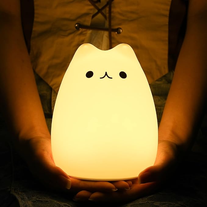 ZKLiLi Night Light for Kids Lamp, 16 Colors cat Lamp Cute, Dimmable Baby Night Lights for Nursery,Silicone Rechargeable Nightlight for Kids Room, Kawaii Room Decor (renqicat-Remote)