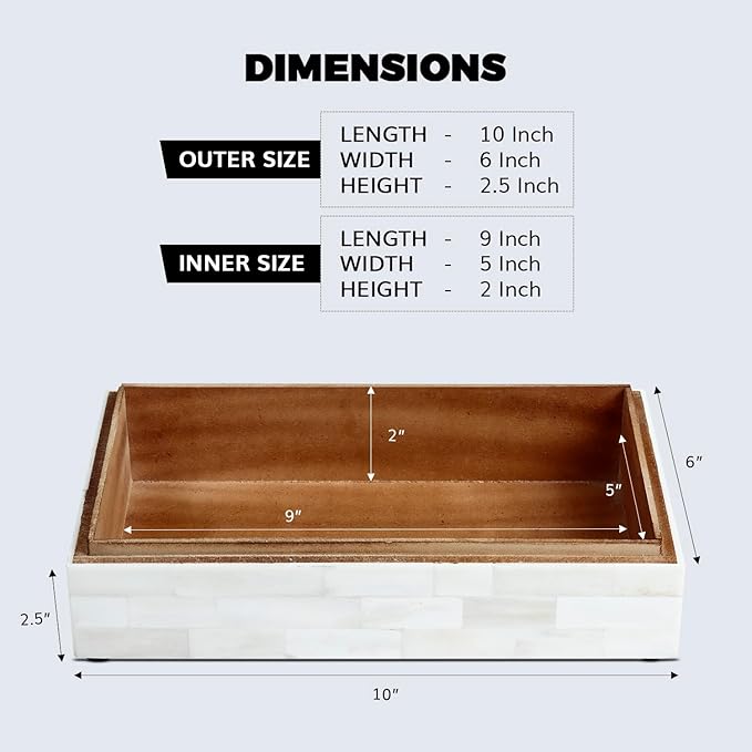 Handicrafts Home Large Decorative Storage Box with Lid – 10x6x2.5” Coffee Table Organizer, Keepsake- Decorative Boxes for Home Decor, Stylish Decorative Box for Office Decor- Classic Plain- White