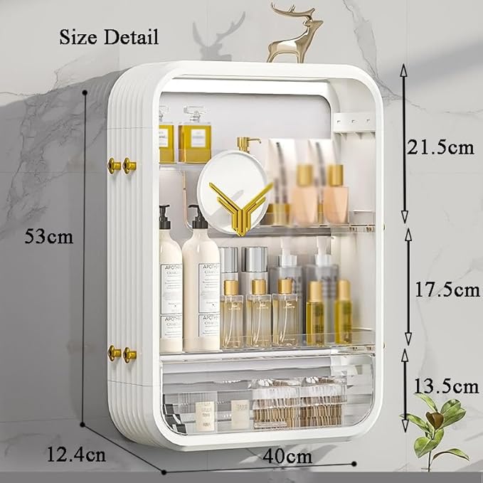 JATIBOSH Wall-Mounted Makeup and Skincare Organizers Cosmetic Storage Box for Bathroom, Living Roomand Bedroom, Wall Floating Shelves Organizer Transparent Multi-Function Floating Rack