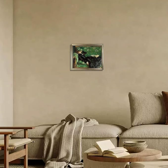 Framed Vintage Wall Art Woman Reading Canvas Print Poster Moody Oil Painting Living Room Bedroom Decor Home Artwork
