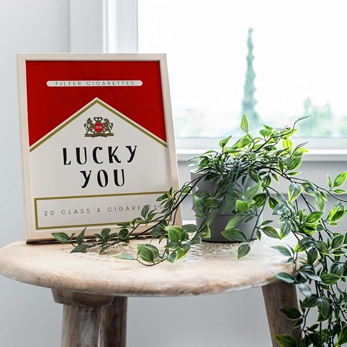 Cute Aesthetic Trendy wall decor - Lucky You Gallery Wall Art & Decor - 70s Retro Vintage Minimalist Modern art - Funky Decor - Maximalist Eclectic Home Decor - Preppy Positive Quotes Posters 8x10