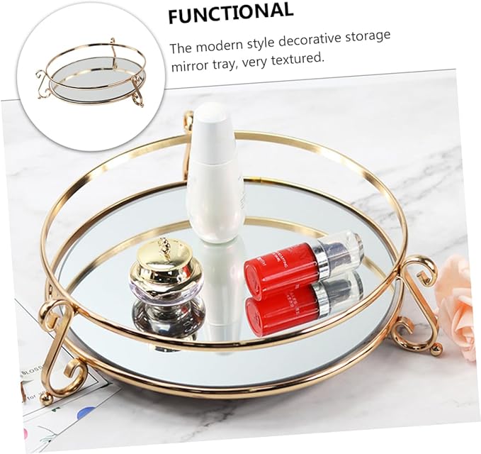 1pc Decorative Mirror Tray for Cosmetics Storage Creative Vanity Organizer for Makeup Perfume Jewelry and Home Decor for Dresser Bathroom and Special Occasions