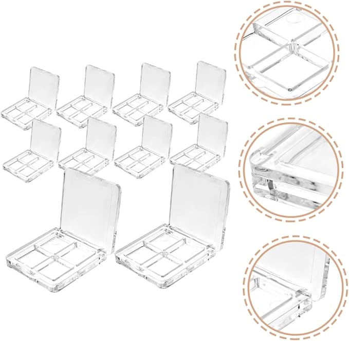 PartyKindom 10pcs Eyeshadow Storage Case Makeup Organizer Travel Blusher Box Eyeshadow Sub Container Cosmetics Box