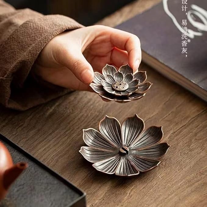 2 Pack Lotus Shaped Incense Plate, Sandalwood Burner, Stick Censer Household Yoga Studios Buddhism Nasturtium Incense Line Holder