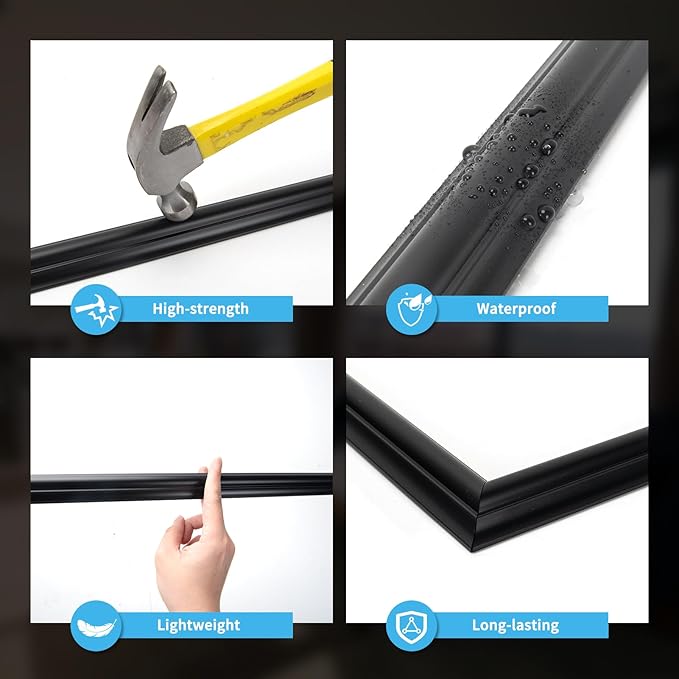 Art3d Pre-Cut Wall Molding Set of 6 pcs, Ready-to-Assemble Wainscoting Panels for Interior Wall Décor Living Room Bedroom Accent Wall - Installed with Glue, 3 Top 3 Bottom, Black