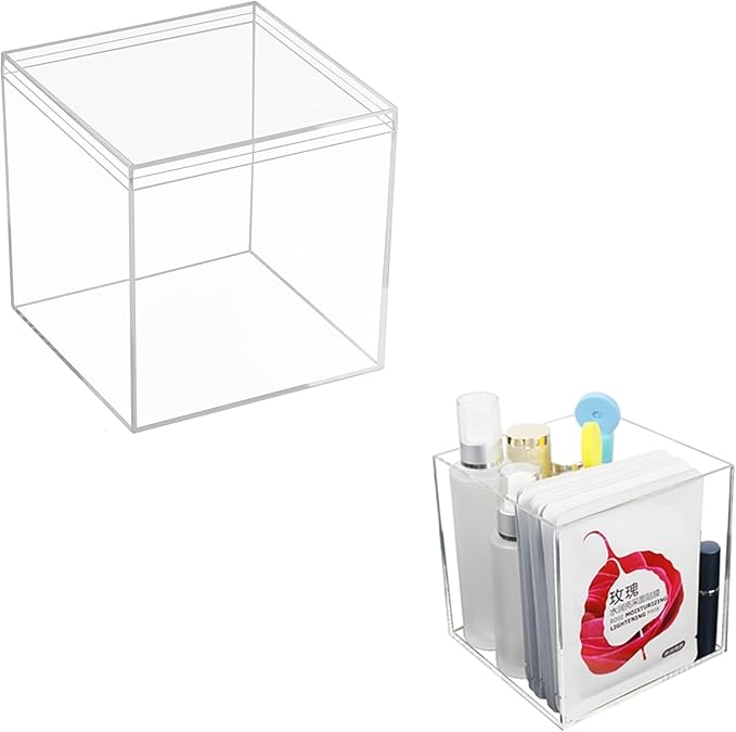 KissYou Acrylic Box Clear Box with Lids Transparent Display Square Cube Storage Box for Graduation Wedding Birthday Candy Boxes Party Decoration