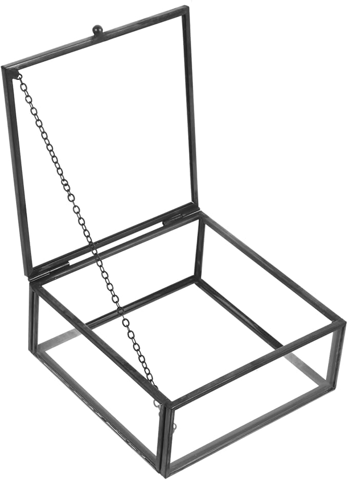 Clear Glass Jewelry Organizer Portable Jewelry Case with Alloy Frame Elegant Lipstick Storage and Cosmetic Holder for Women Birthdays Christmas and Special Occasions