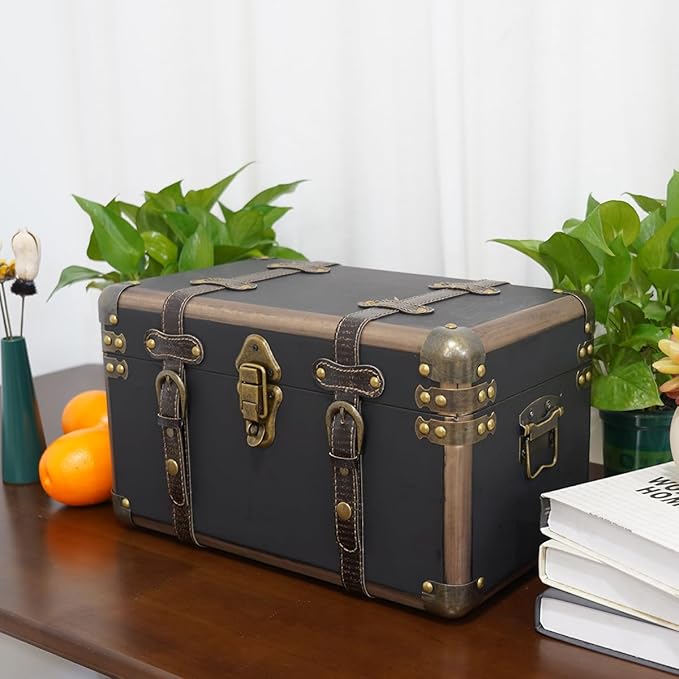 Storage Box, Vintage Wooden Decorative Box with Flip Top, 15.74x9.05x9.05 inches, Brown, for Storage and Home Decoration