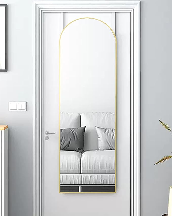 NEARBYSD 48"x14" Gold Full Length Mirror – Door Hanging Mirror, Over the Door Mirror for Bathroom, Bedroom, Living Room & Locker Room