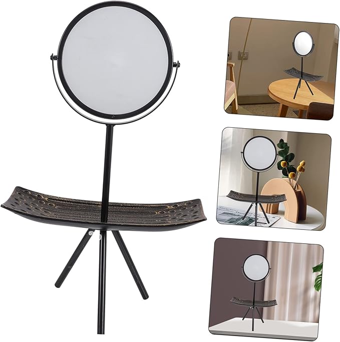 Mipcase Rotating Makeup Mirror with Angle and Elegant Design European Style Vanity Tray for Bedroom and Dressing Table and Lightweight Cosmetic Organizer