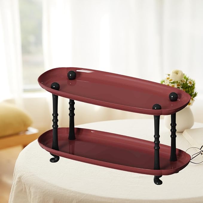 Desktop Organizer Countertop Storage Rack Vanity Tray Makeup Organizer for Countertop Red(Red)