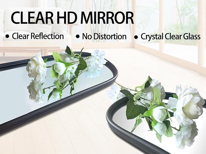 OUSHUAI Black Full Length Oval Mirror, 2-Pack Narrow Capsule Long Mirrors with Metal Frame for Dressing, Hallway, Living Room, Entryway Wall Decor