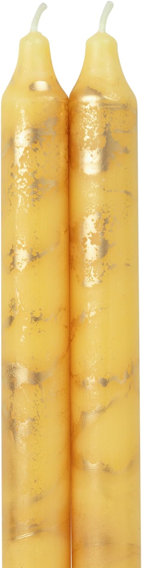 Northern Lights Candles Premium Tapers - 12" 2PK - Lemon Zest w/Gold - 73305