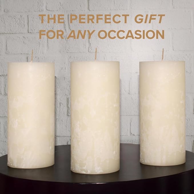 Simply Soson Warm Vanilla Scented Candle Set - 3x6 Ivory Pillar Candles for Home, Aromatherapy, Women, Fall