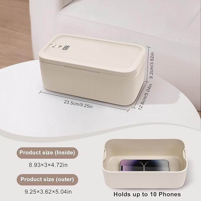 Lockable Storage Box, Small Lock Box with Combination Code for Phone/Medicine Safe/Food Home/Refrigerator/Office/Personal Items/Travel/Gift,9.25 x 5.04 x 3.62’’