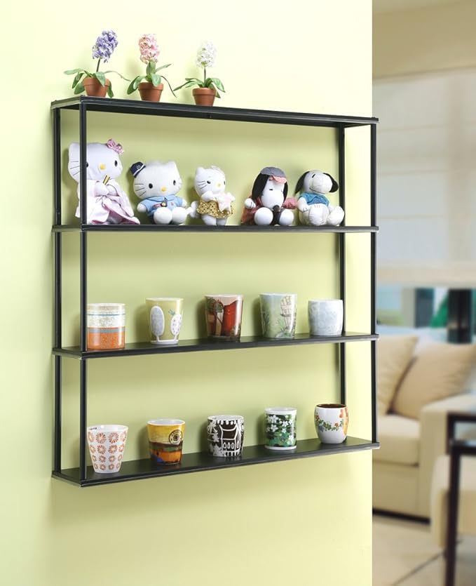 Mango Steam Wall-Mounted Steel Floating Shelving Unit for Kitchen, Storage or Display Use -36 H x 36 W x 6 D Inches- Black -