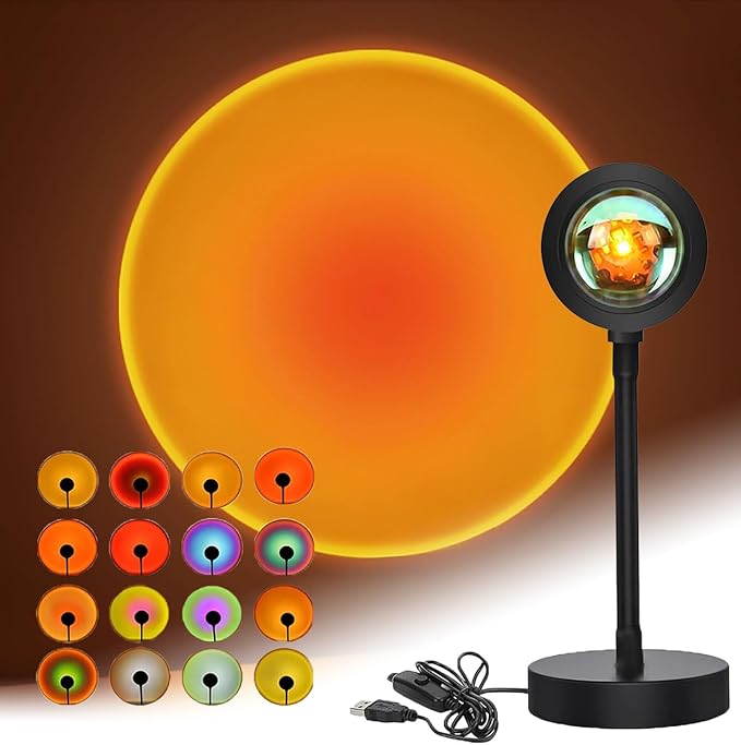 Sunset Lamp Projector,Sunset Lamp,LED Sunset Light,16 Colors Changing Projector LED Lights Floor Lamp Room Decor Night Light for Party Bedroom Decor,Sunlight Lamp Rainbow Night Light Projector