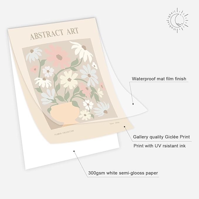 Habseligkeit Danish Pastel Wall Art Prints, Flower Market Retro Posters, Vintage Floral Art Prints, Cute Matisse Room Decor Aesthetic for Bedroom Wall Decor（8x10inch, Unframed